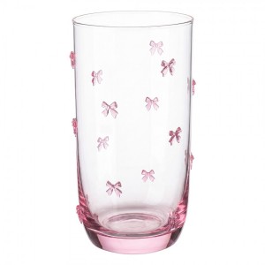 Sklenice na vodu s romantickým motivem mašliček - Ø 7*15 cm / 350 ml