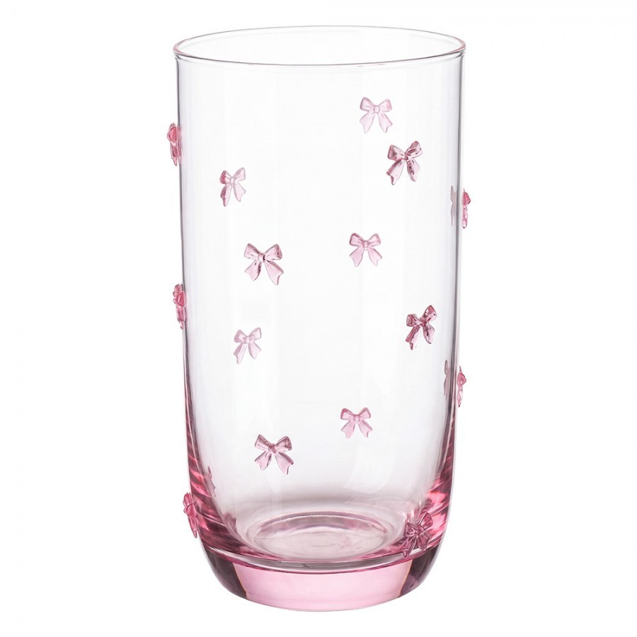 Sklenice na vodu s romantickým motivem mašliček - Ø 7*15 cm / 350 ml