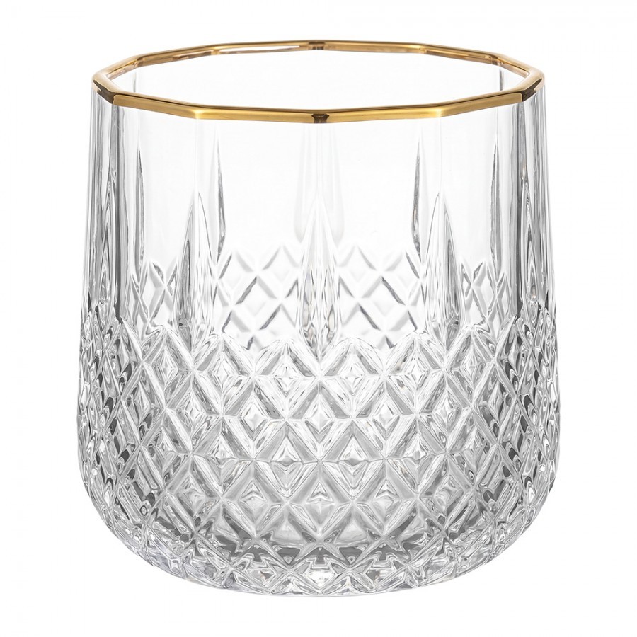Elegantní sklenice na vodu se zlatým okrajem - Ø 8*9 cm / 250 ml