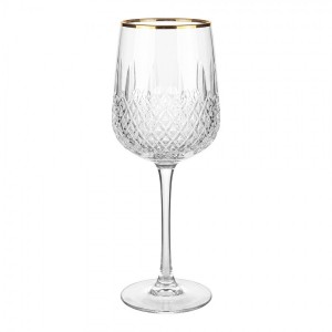 Elegantní sklenice na víno se zlatým okrajem - Ø 7*23 cm / 300 ml
