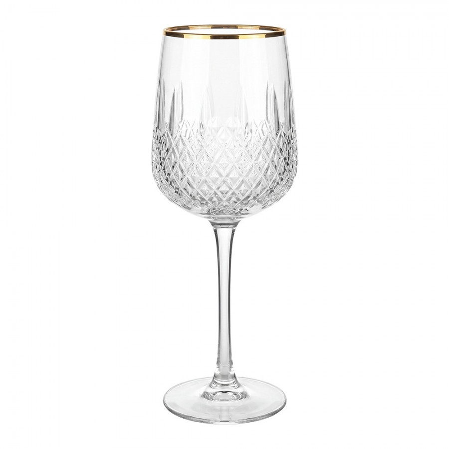 Elegantní sklenice na víno se zlatým okrajem - Ø 7*23 cm / 300 ml