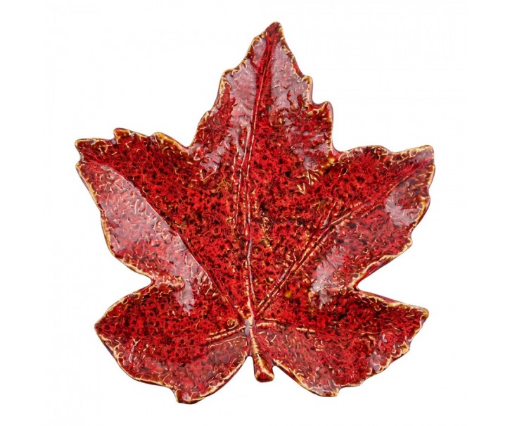 Decorative Bowl Leaf Red Ceramic Decorative Bowl - 20*19*4 cm Clayre & Eef