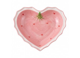 Růžová keramická miska ve tvaru srdce Sweet Hearts - 13*13*4 cm