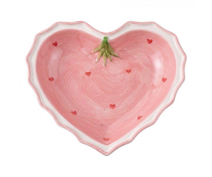 Růžová keramická miska ve tvaru srdce Sweet Hearts - 13*13*4 cm Clayre & Eef