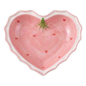 Růžová keramická miska ve tvaru srdce Sweet Hearts - 13*13*4 cm