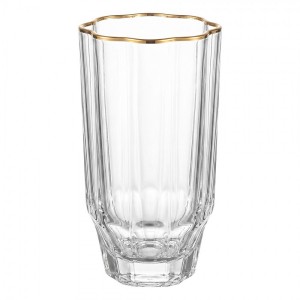 Elegantní sklenice na vodu se zlatým okrajem - Ø 7*13 cm / 300 ml