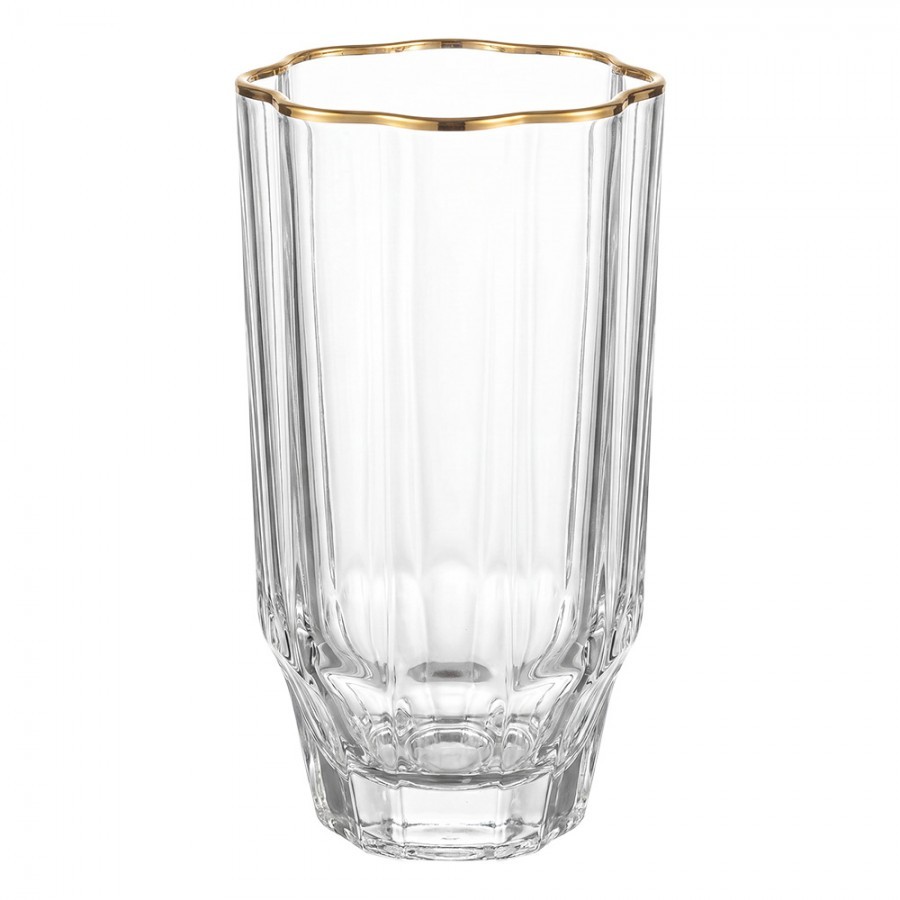 Elegantní sklenice na vodu se zlatým okrajem - Ø 7*13 cm / 300 ml