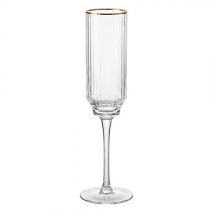 Elegantní sklenice na šampaňské se zlatým okrajem - Ø 5*25 cm / 150 ml