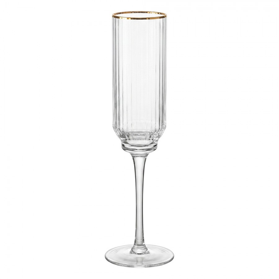 Elegantní sklenice na šampaňské se zlatým okrajem - Ø 5*25 cm / 150 ml
