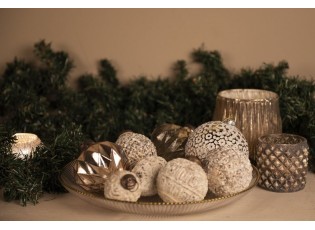 Růžová antik skleněná vánoční ozdoba baňka - Ø 11*15 cm