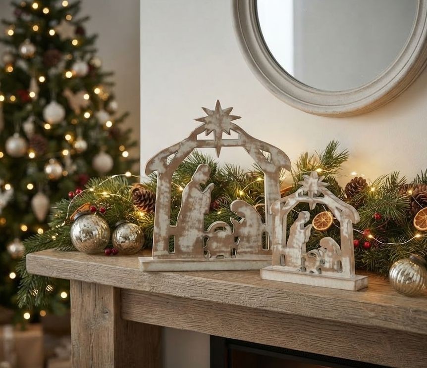 Přírodní Betlém s patinou Nativity - 18*5*16 cm
