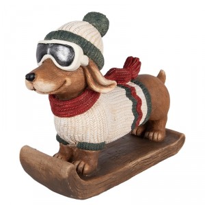 Dekorace jezevčík v lyžařském obleku Dachshund - 51*17*37 cm