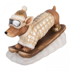 Dekorace jezevčík v lyžařském obleku Dachshund - 50*23*29 cm