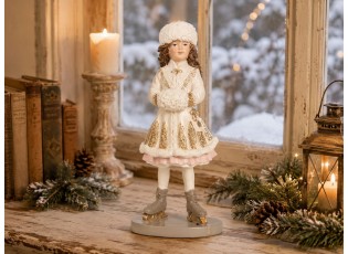 Vánoční béžová dekorace dívky - 8*7*18 cm