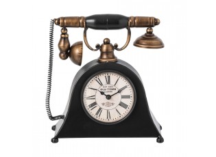 Stolní kovové hodiny ve tvaru starého telefonu - 26*9*25 cm