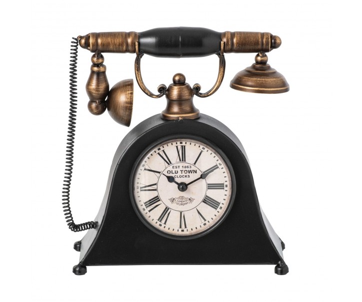 Stolní kovové hodiny ve tvaru starého telefonu - 26*9*25 cm J-Line by Jolipa