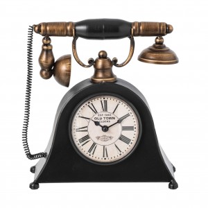 Stolní kovové hodiny ve tvaru starého telefonu - 26*9*25 cm