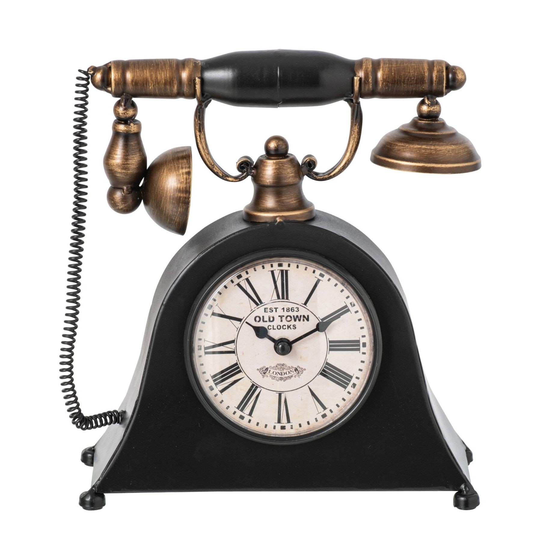 Stolní kovové hodiny ve tvaru starého telefonu - 26*9*25 cm