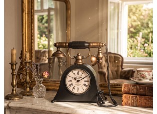 Stolní kovové hodiny ve tvaru starého telefonu - 26*9*25 cm