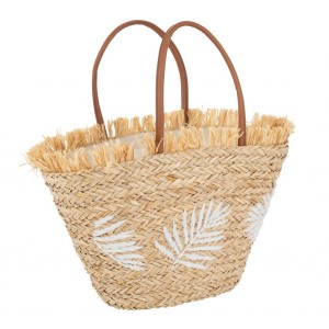 Plážová taška s listy a třásněmi Beach Bag Leaves - 45*24*56 cm