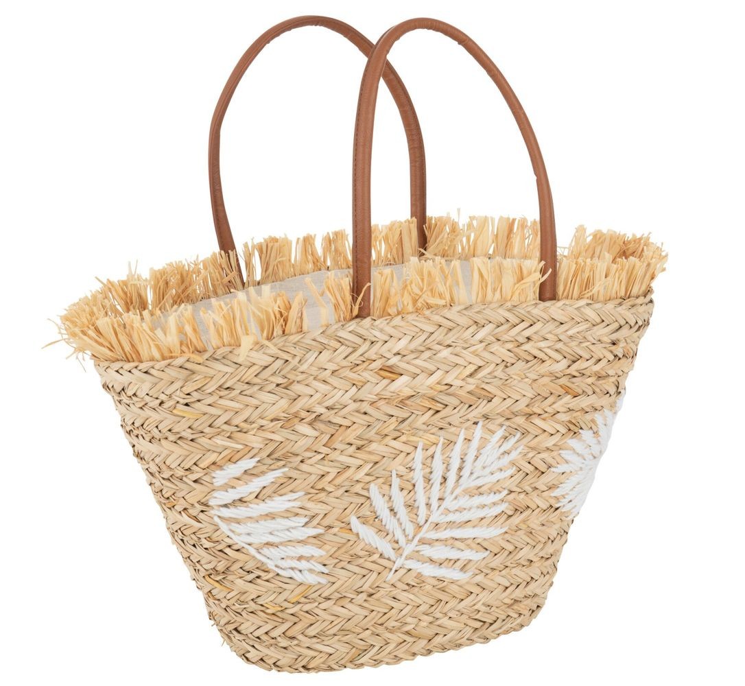Plážová taška s listy a třásněmi Beach Bag Leaves - 45*24*56 cm