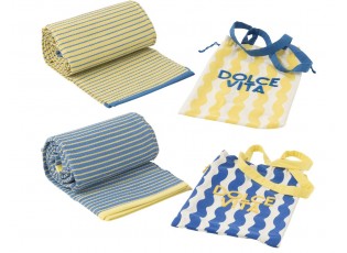 Set 2ks modrá a žlutá plážová podložka + taška Dolce Vita - 90*180 cm
