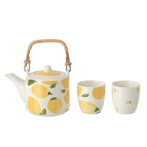 Čajová sada s konvičkou a 2 hrnky Casa Limone - 16*11*12 cm / 600 ml
