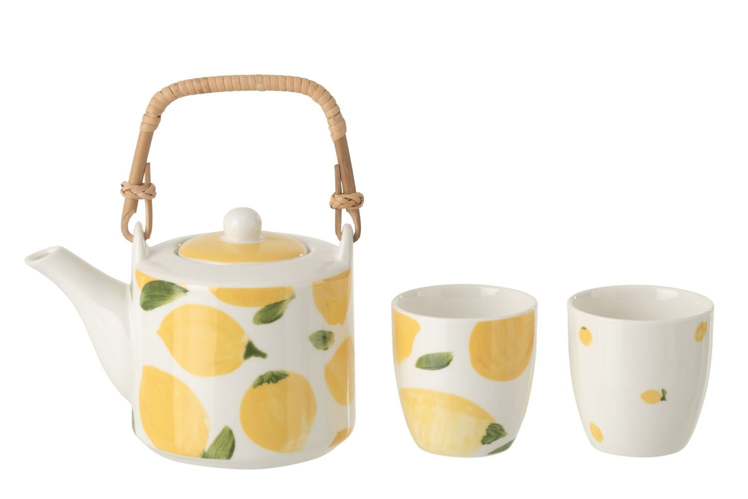Čajová sada s konvičkou a 2 hrnky Casa Limone - 16*11*12 cm / 600 ml