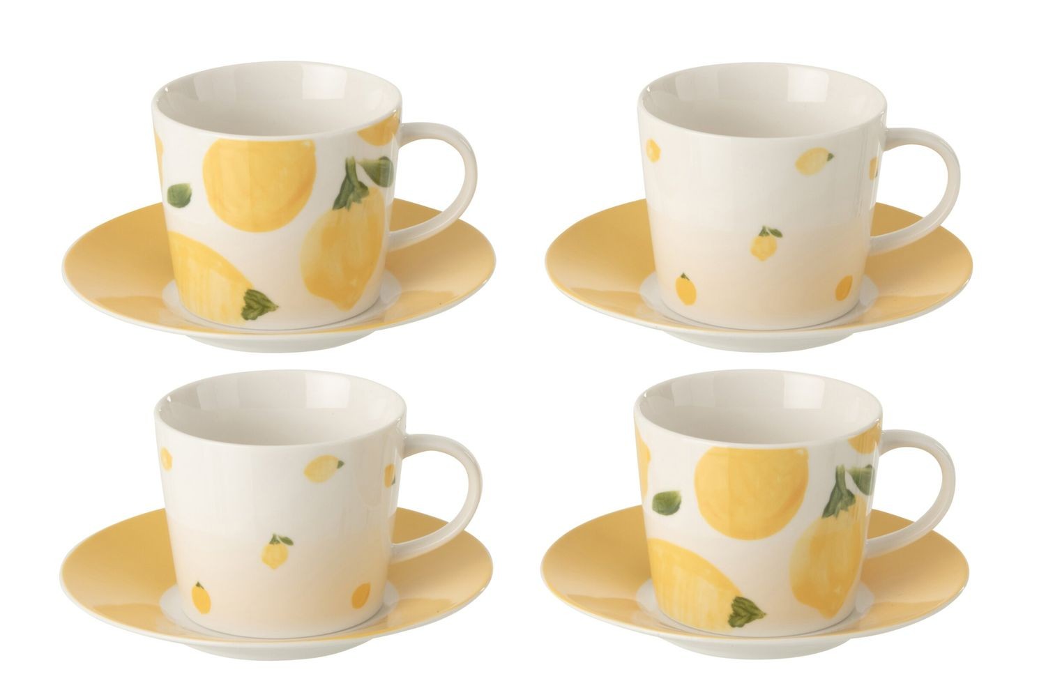 Kávová sada 4 šálků s podšálky Casa Limone - Ø 13*7 cm / 200 ml
