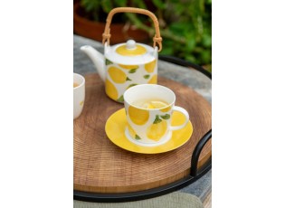 Kávová sada 4 šálků s podšálky Casa Limone - Ø 13*7 cm / 200 ml