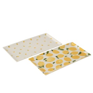 Sada 2 keramických táců s motivem citrónů Casa Limone - 31*17*1,5 cm