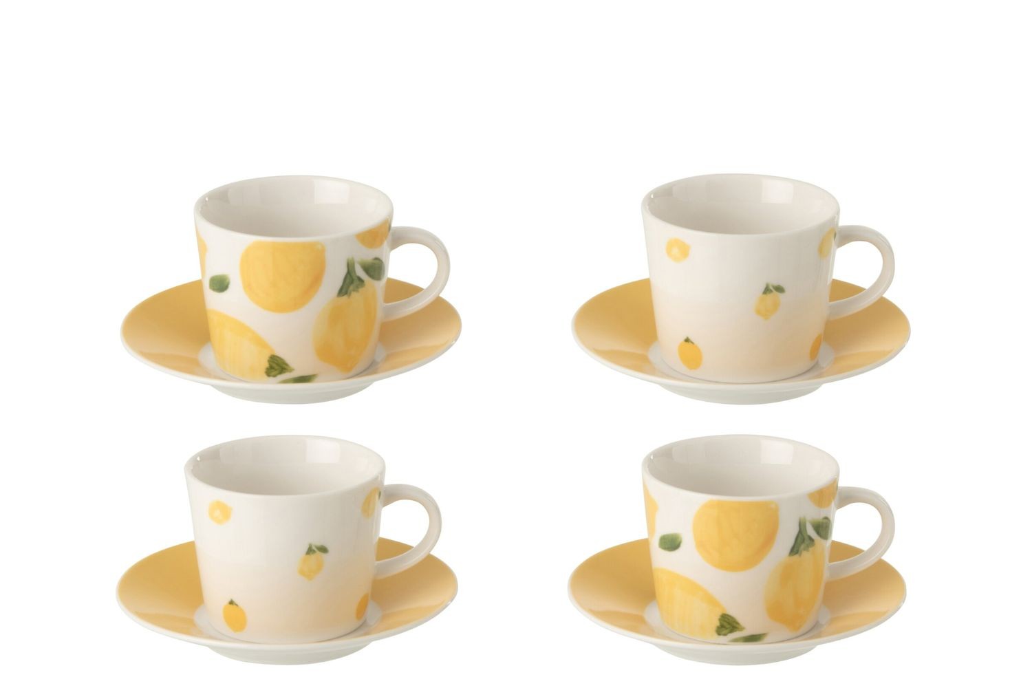 Kávová sada 4 šálků s podšálky Casa Limone - Ø 11*6 cm / 90 ml
