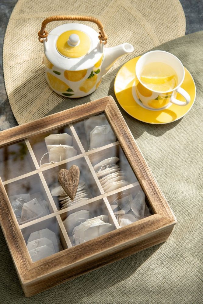 Kávová sada 4 šálků s podšálky Casa Limone - Ø 11*6 cm / 90 ml