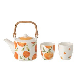 Čajová sada s konvičkou a 2 hrnky Casa Naranja - 16*11*12 cm / 600 ml