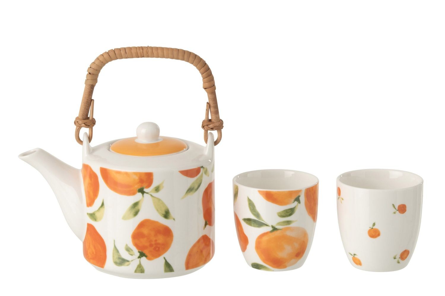 Čajová sada s konvičkou a 2 hrnky Casa Naranja - 16*11*12 cm / 600 ml