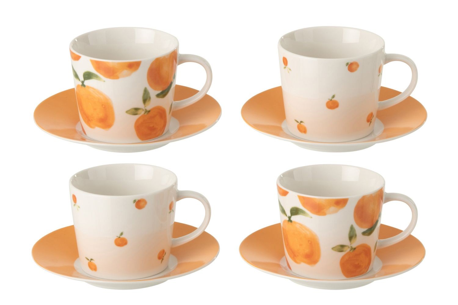 Kávová sada 4 šálků s podšálky Casa Naranja - Ø 13*7 cm / 200 ml
