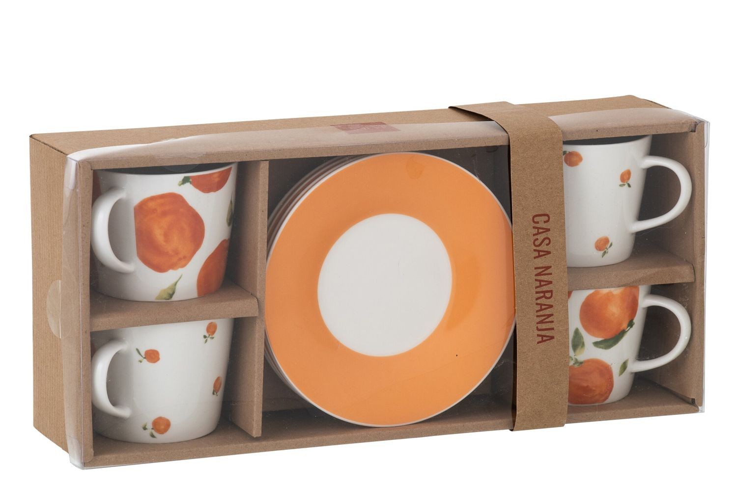 Kávová sada 4 šálků s podšálky Casa Naranja - Ø 13*7 cm / 200 ml