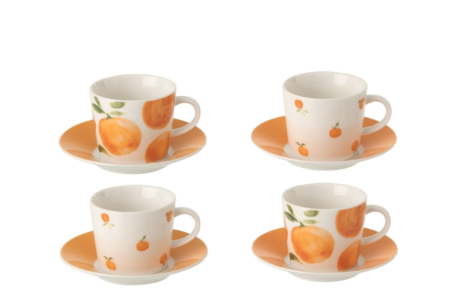 Kávová sada 4 espresso šálků s podšálky Casa Naranja - Ø 11*6 cm / 90 ml