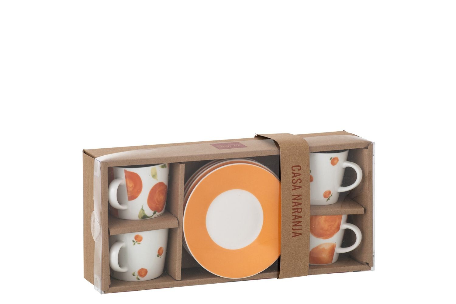 Kávová sada 4 espresso šálků s podšálky Casa Naranja - Ø 11*6 cm / 90 ml