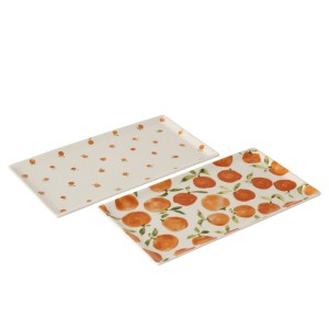 Sada 2 keramických táců s motivem pomerančů Casa Naranja - 31*17*1,5 cm