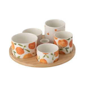 Veliká sada na předkrmy s motivem pomerančů Casa Naranja - Ø 13*8 cm