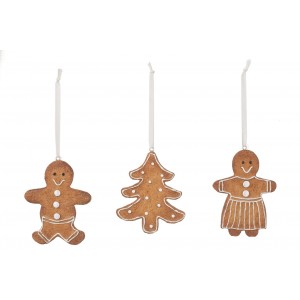 Set 3 ks závěsná dekorace perníček Ginger - 7*1*9 cm