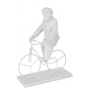 Bílá dekorace opice na kole Monkey Bike - 25*13*33 cm