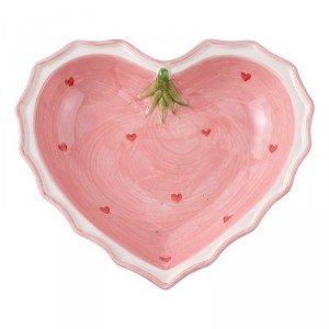Růžová keramická miska ve tvaru srdce Sweet Hearts M - 15*15*4 cm