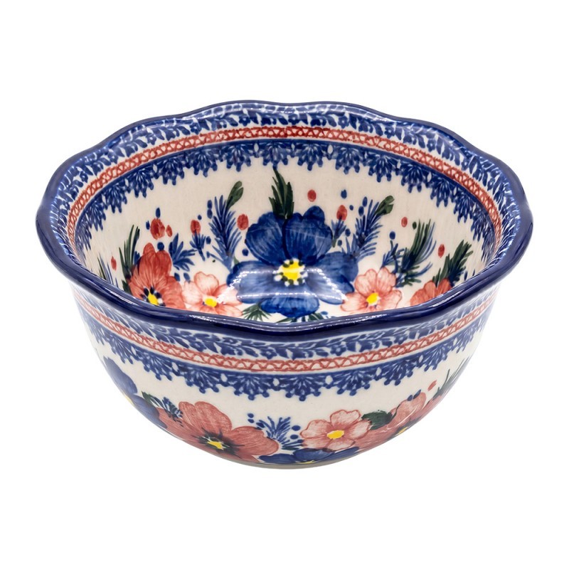 Keramická miska s květy a vlnitým okrajem Blooming Blue - Ø 13*7 cm