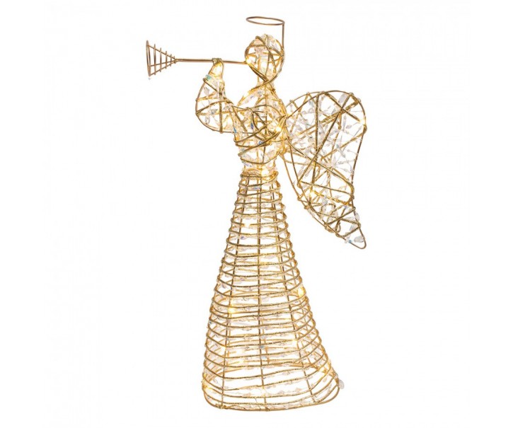 Christmas Decoration With LED Lighting Angel 28x10x51 Cm / 3xAA Gold Colored Metal - LED 28*10*51 cm / 3*AA Clayre & Eef