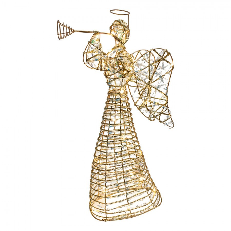Christmas Decoration With LED Lighting Angel 28x10x51 Cm / 3xAA Gold Colored Metal - LED 28*10*51 cm / 3*AA