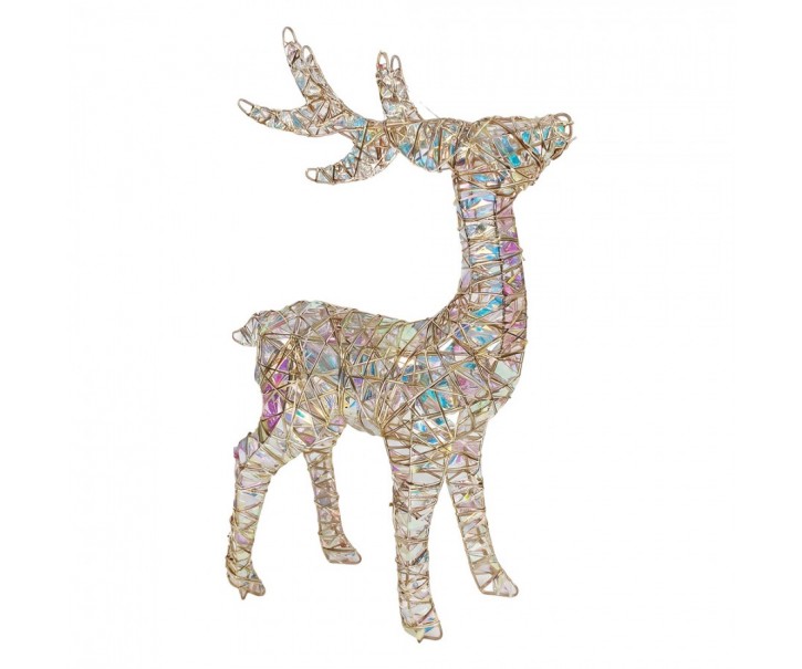 Christmas Decoration With LED Lighting Deer 34x13x53 Cm / 3xAA Gold Colored Metal - LED 34*13*53 cm / 3*AA Clayre & Eef
