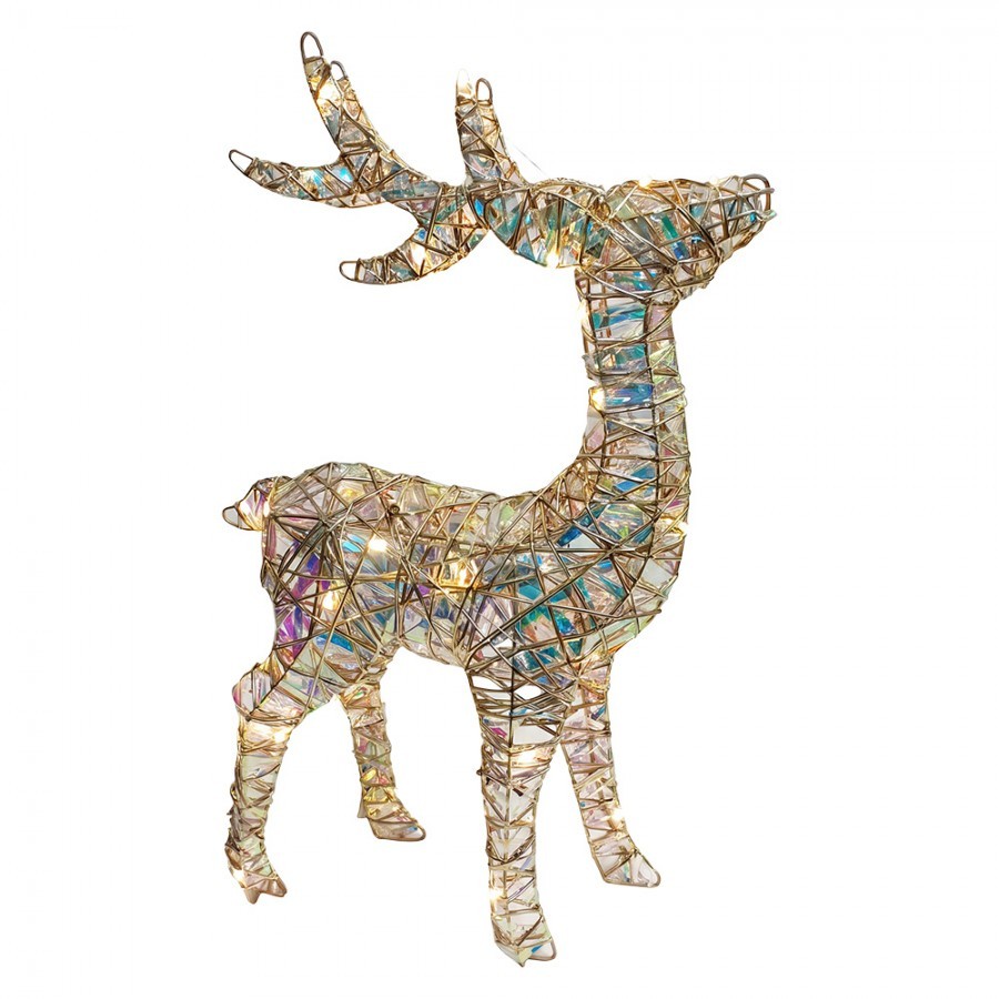 Christmas Decoration With LED Lighting Deer 34x13x53 Cm / 3xAA Gold Colored Metal - LED 34*13*53 cm / 3*AA