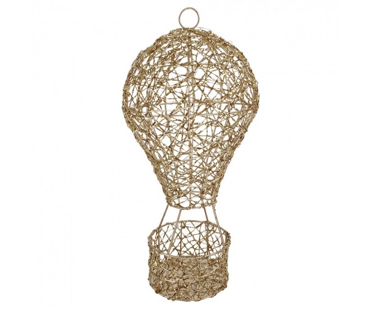 Christmas Decoration With LED Lighting Hot Air Balloon ? 19x38 Cm / 3xAA Gold Colored Metal - LED ? 19*38 cm / 3*AA Clayre & Eef
